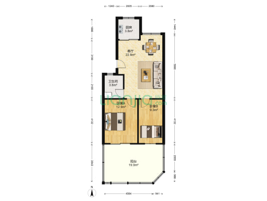 下吕浦八区安富组团 2室1厅1卫 65平方
