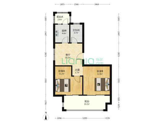 衡通嘉苑 2室1厅1卫 76平方