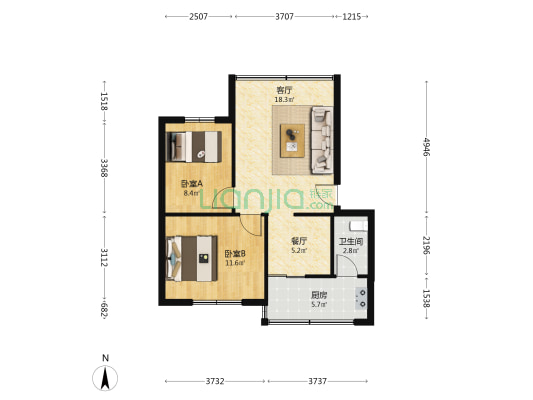 土桥新街 2室2厅1卫 59平方