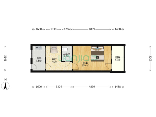 陈家巷 1室1厅1卫 43平方