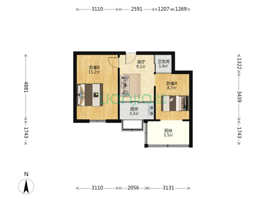西七路279号 2室1厅1卫 50平方