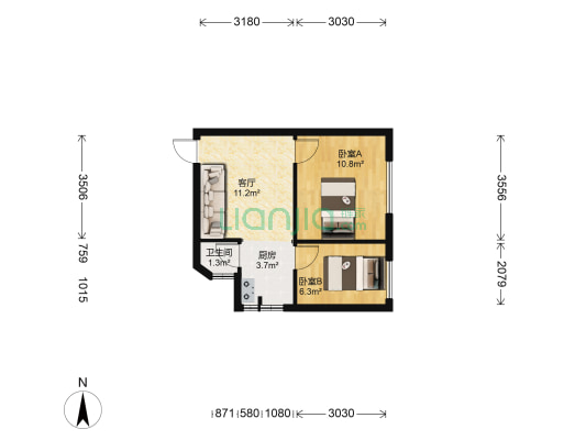 清秀路1号 2室1厅1卫 43平方