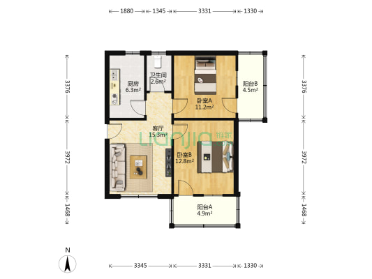 永安桥社区房管楼 2室1厅1卫 70平方