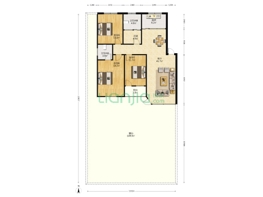 锦绣花园 3室1厅2卫 134平方