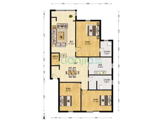 富民巷22号 3室1厅2卫 159平方