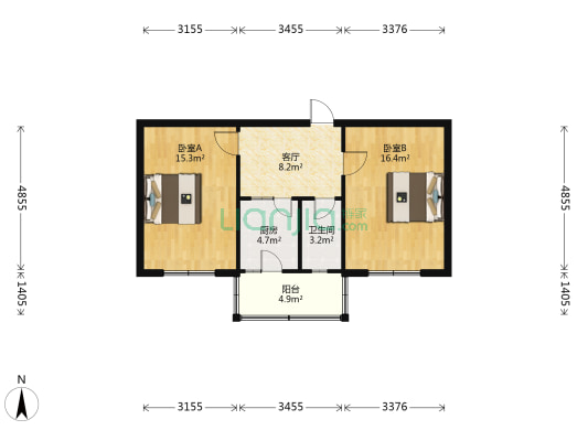 兴华南小区荔园 2室1厅1卫 65平方