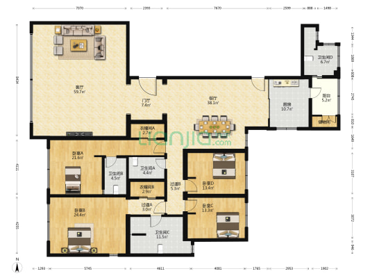 珠江阙 4室2厅4卫 332平方