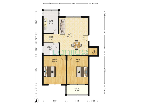 富民花苑 2室1厅1卫 99平方