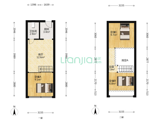 飞龙公寓 3室1厅1卫 43平方