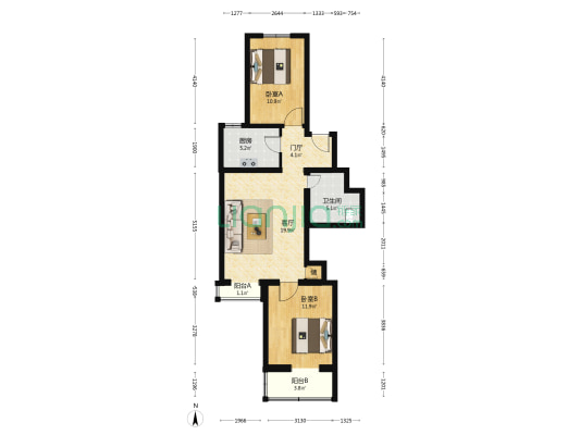 海润花园 2室1厅1卫 81平方