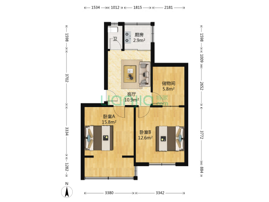 麒麟社区 2室1厅1卫 61平方