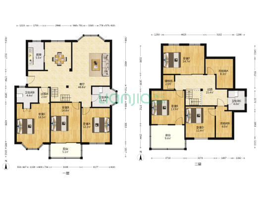 金丰花园 6室1厅3卫 134平方
