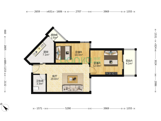 水利新宿舍 2室1厅1卫 79平方