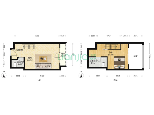 富力水街坊 1室1厅2卫 48平方