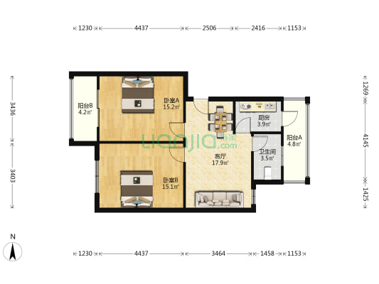 阳光海岸 2室1厅1卫 73平方