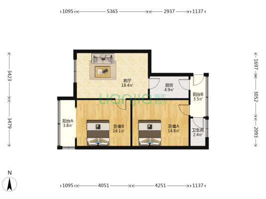 106地质队生活小区 2室1厅1卫 70平方