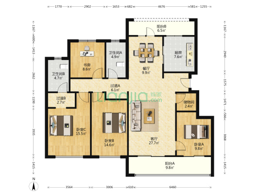 龙茂府 4室2厅2卫 143平方
