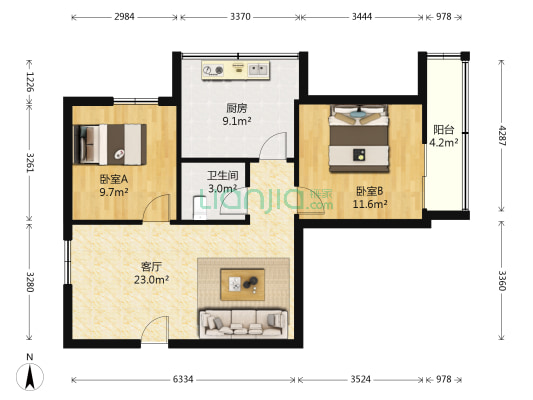 兴庆小区金花坊 2室1厅1卫 85平方