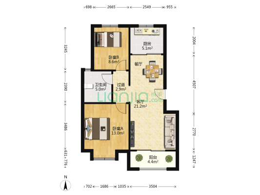 中能英格堡家园 2室1厅1卫 84平方
