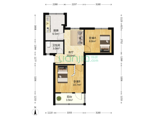 陇海东路59号 2室1厅1卫 52平方