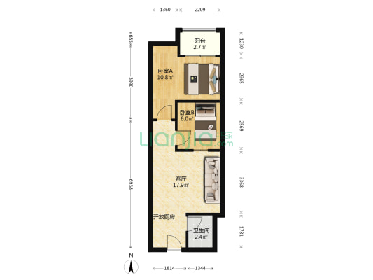 尚塬颐都汇 2室1厅1卫 59平方