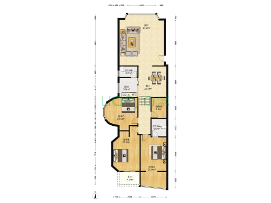 富丽华庭 3室2厅2卫 152平方