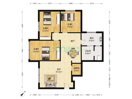 惠济一路18号 3室1厅1卫 121平方