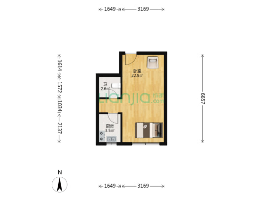 水河名居 1室0厅1卫 39平方