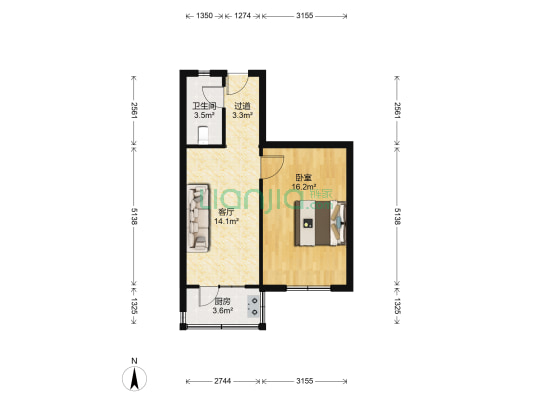 云居里小区 1室1厅1卫 34平方