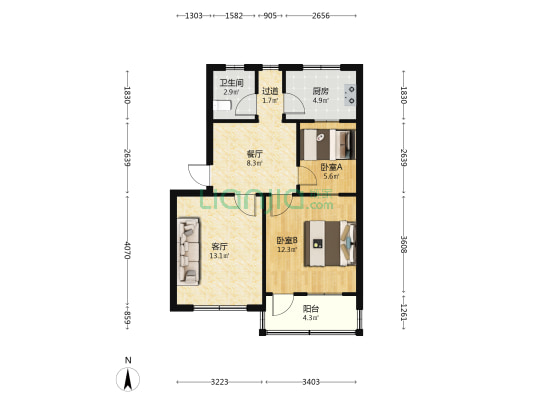 山东联盟化工集团有限公司第五生活区 2室2厅1卫 68平方