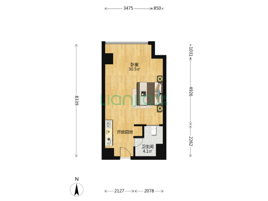 风尚天地广场 1室0厅1卫 47平方