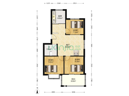 祥基花园 3室1厅1卫 72平方