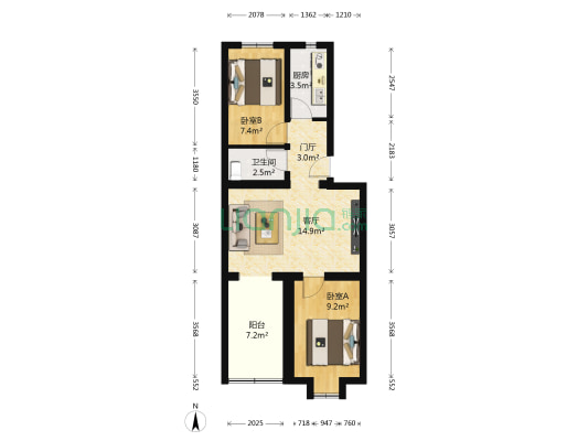交通局家属院 2室1厅1卫 63平方