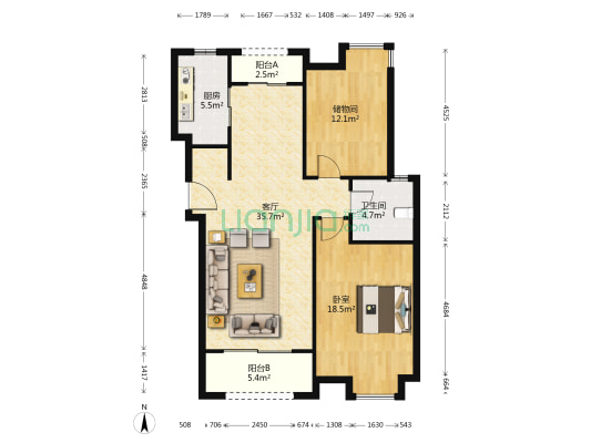吴江虹桥花园 1室1厅1卫 110平方