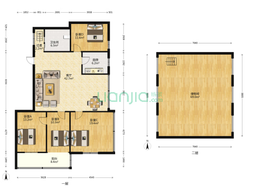 饮服公司宿舍 4室1厅1卫 147平方