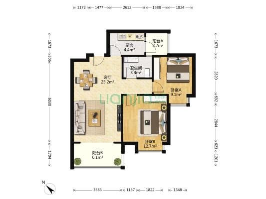 黎明新村二期 2室1厅1卫 74平方