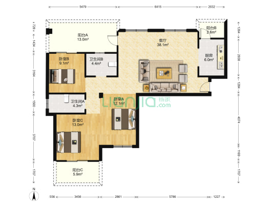 太子湖畔 · 星苑 3室1厅2卫 126平方