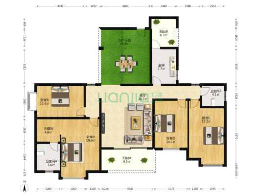 国惠村大平层4房 生活便利 舒适度高 好房在售-户型图