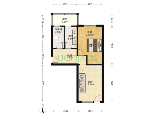 金属器件厂住宅小区 1室1厅1卫 41平方