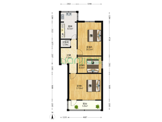 农机局家属楼 3室0厅1卫 72平方