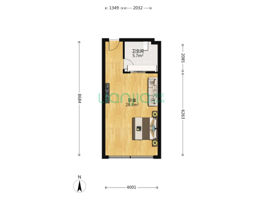 中茂理想城 1室0厅1卫 50平方