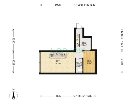 大理石路39号 1室1厅1卫 28平方