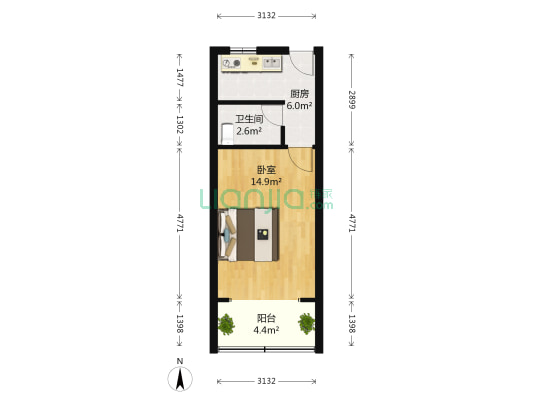 幸福公寓 1室0厅1卫 35平方