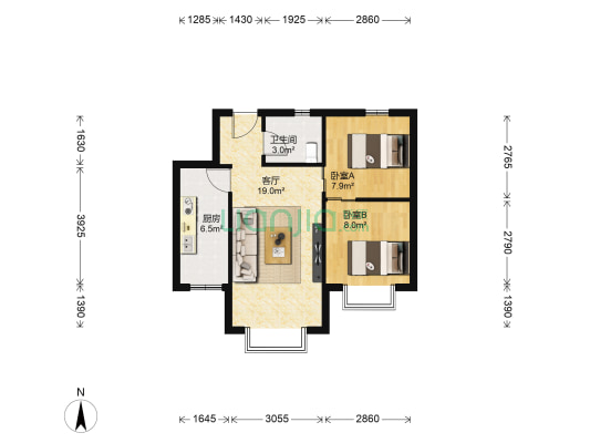 碧玉园 2室1厅1卫 60平方