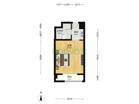 园博派 1室0厅1卫 51平方