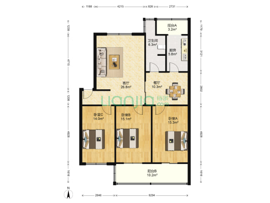 质量技术监督局长安分局家属院 3室2厅1卫 127平方