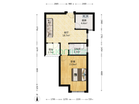红东家园 1室1厅1卫 60平方