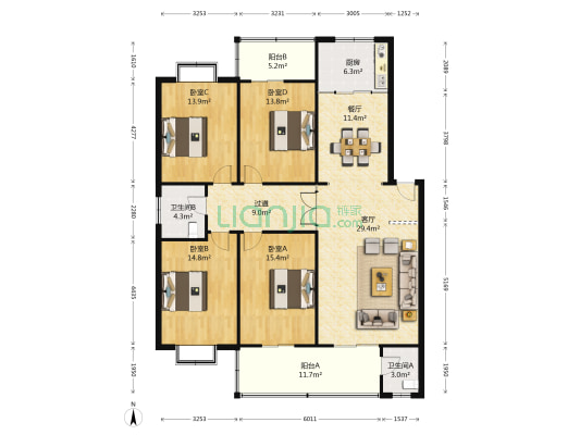 财政局家属院(长安) 4室2厅2卫 163平方