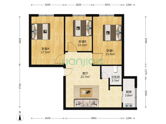 恂园南里 3室1厅1卫 112平方