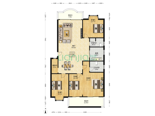 马王堆商贸城 4室1厅2卫 176平方